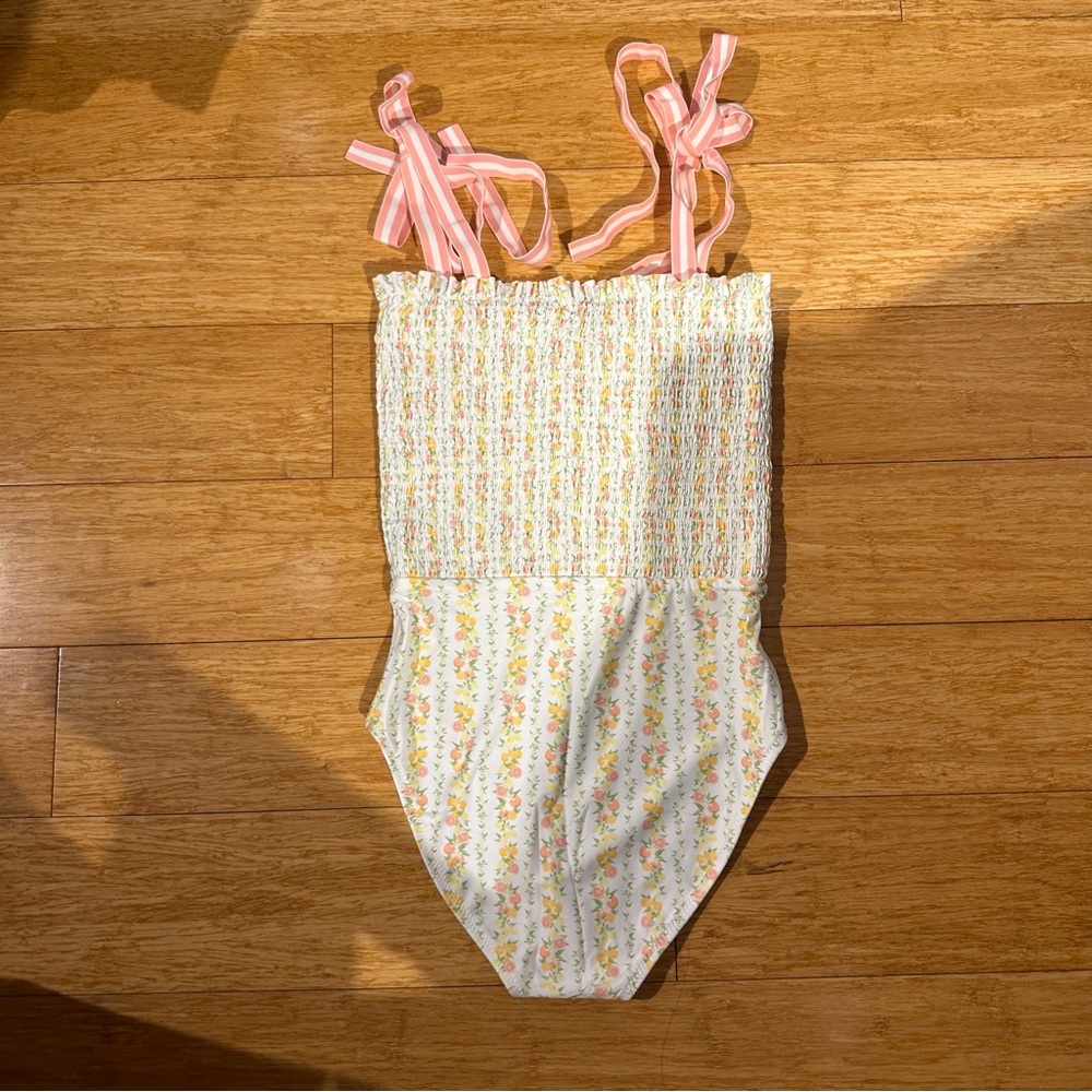 Minnow Swim Women's Linear Citrus Smocked One Piece - Picture 7 of 8